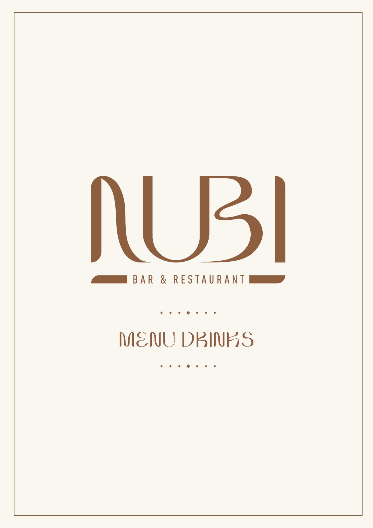 Page 1 du menu des boissons Nubi