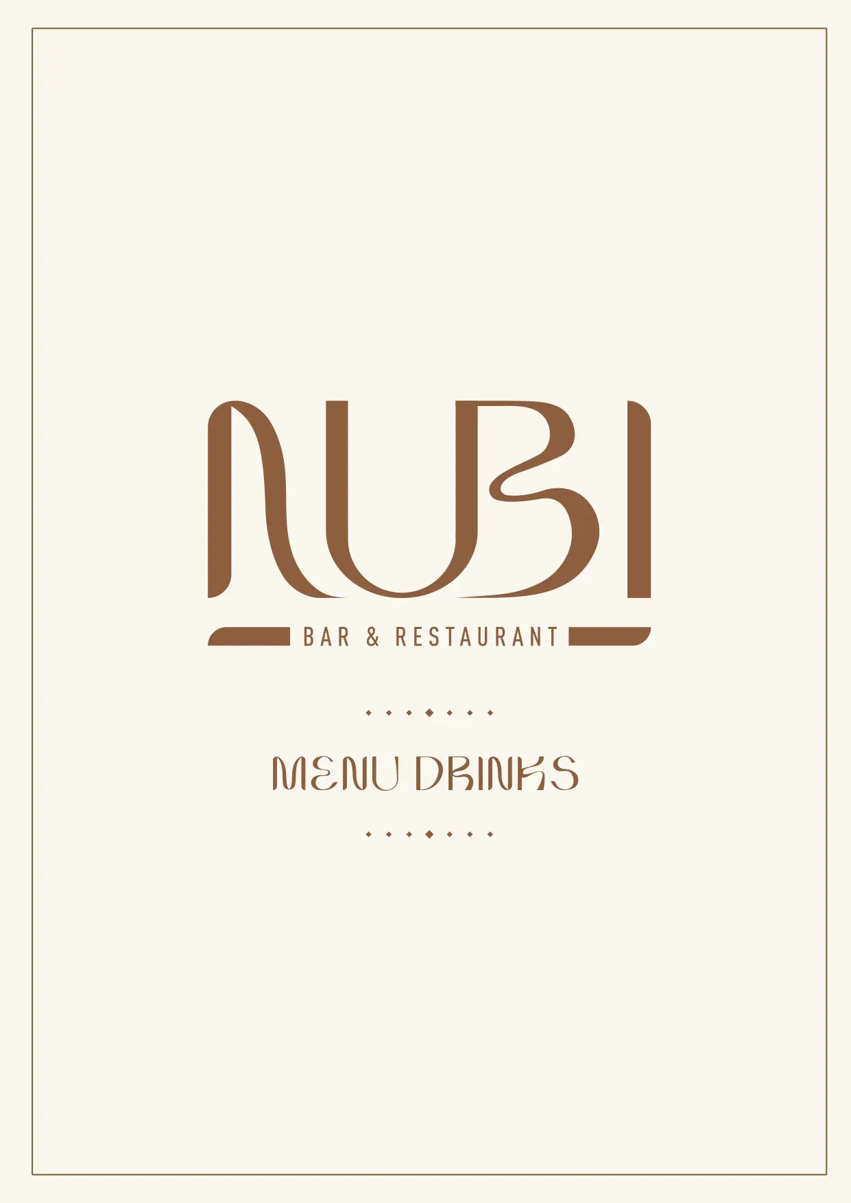 Page 1 du menu des boissons Nubi